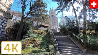 City center walk in Lausanne Switzerland  Spring 2021【4K】 [upl. by Ainitsirc]