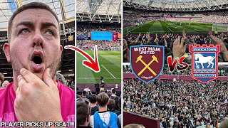 WEST HAM VS IPSWICH TOWN  41  FANS KICK OFF amp PLAYER CELEBRATES IN FRONT OF THE AWAY END [upl. by Hibbs]