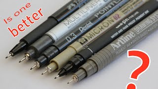 Comparing the pigmented fineliner brands An overly critical review [upl. by Annohsak7]