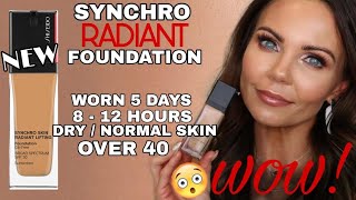 NEW SHISEIDO SYNCHRO SKIN RADIANT LIFTING FOUNDATION REVIEW  5 DAY 12 HOUR WEAR TEST [upl. by Kristal]