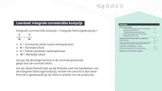 Integrale commerciële kostprijs berekenen  BAES Education [upl. by Aitahs]