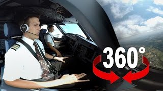 360° cockpit view  SWISS Airbus A320  Geneva – Zurich [upl. by Alick]