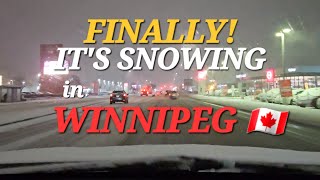 DRIVING WINNIPEG FINALLY ITS SNOWING IN DECEMBER 2023 [upl. by Puklich]