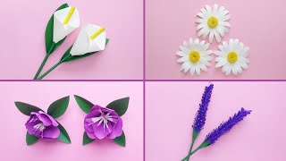 DIY  4 FLORES de papel  FLORES fáciles de hacer  Paper FLOWERS  Muy Lindas  Para Decorar 🎉😍 [upl. by Hanover]