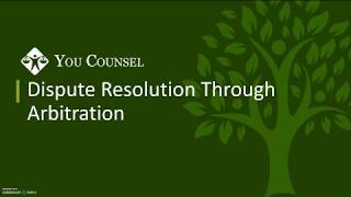 Dispute Resolution Through Arbitration [upl. by Yelhak]