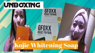 GFOXX KOJIC PAPAYA UNBOXING WHITENING SOAP REVIEW PART 1 [upl. by Arema]