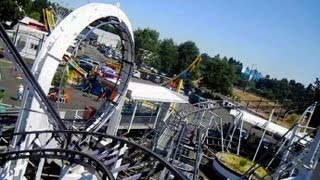 Looping Thunder front seat onride HD POV Oaks Amusement Park [upl. by Nadnerb]