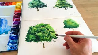 【ポイント押さえて簡単】水彩でナチュラルな木を描くにはどうすればいいの？【論理的に解説します】 [upl. by Schoenburg]