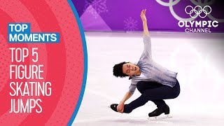 Top HistoryMaking Figure Skating Jumps at the Olympics  Top Moments [upl. by Lemmueu189]