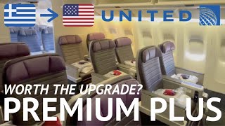 United LONG HAUL Premium Plus Review 777200 Athens to Newark Premium Economy [upl. by Danieu]