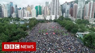 Aerial footage shows extent of Hong Kong protest  BBC News [upl. by Glassman]