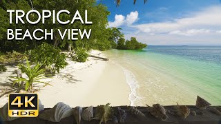 4K HDR Tropical Beach View  Relaxing Ocean Wave Sounds  Balcony Vista  Ultra HD Nature Video [upl. by Neirual904]