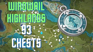 All 93 Chests in Windwail Highlands 100 Exploration Genshin Impact [upl. by Freddi]