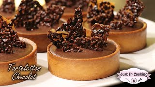 Recette de Tartelettes au Chocolat Praliné et Tuiles de Grué de Cacao [upl. by Atiras796]