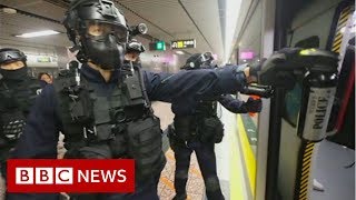 Hong Kong police storm metro system after protests  BBC News [upl. by Kacey]