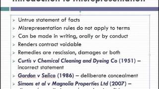 Misrepresentation Lecture 1 of 4 [upl. by Bergerac830]