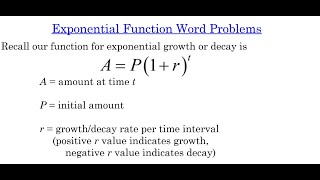 Exponential Function Word Problems [upl. by Sorel945]