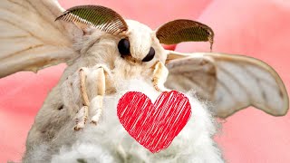 Poodle Moth Silkworm Moth CLOSEUP Cute Bombyx mori [upl. by Michale]