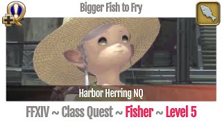 FFXIV Fisher Quest Level 5  A Realm Reborn  Bigger Fish to Fry Harbor Herring NQ [upl. by Adlitam]