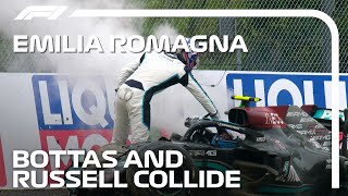 Bottas amp Russell Collide at Imola  2021 Emilia Romagna Grand Prix [upl. by Dupin]